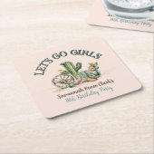 Blush Pink Desert Cactus Theme Party Keepsake Kartonnen Onderzetters (Schuin)