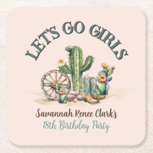 Blush Pink Desert Cactus Theme Party Keepsake Kartonnen Onderzetters