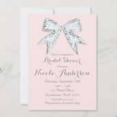 Blush Pink Diamond Bling Bow Glam Vrijgezellenfees Kaart (Voorkant)