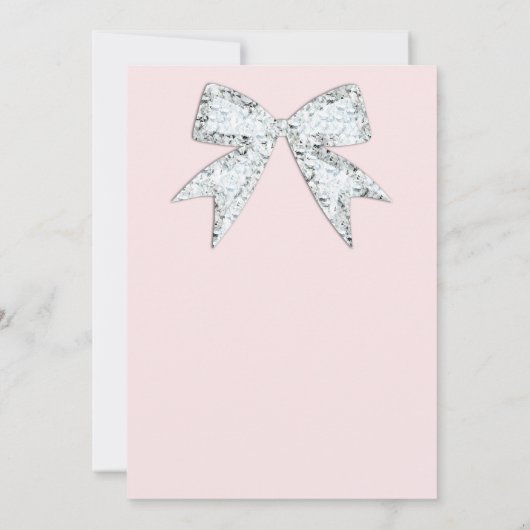 Blush Pink Diamond Bling Bow Glam Vrijgezellenfees Kaart (Achterkant)