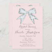 Blush Pink Diamond Bling Bow Glam Vrijgezellenfees Kaart (Voorkant / Achterkant)