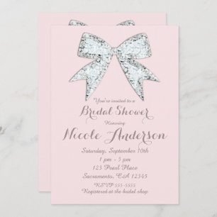 Blush Pink Diamond Bling Bow Vrijgezellenfeest Kaart