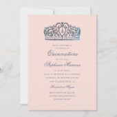 Blush Pink Diamond Crown Princess Quinceañera Kaart (Voorkant)