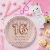 Blush Pink Diamond Drips Fijne 16e verjaardag Papieren Bordje (Feest)