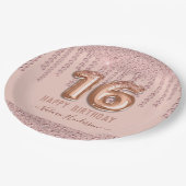 Blush Pink Diamond Drips Fijne 16e verjaardag Papieren Bordje (Gekanteld)