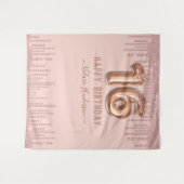 Blush Pink Diamond Drips Fijne 16e verjaardag Wandkleed (Voorkant (horizontaal))