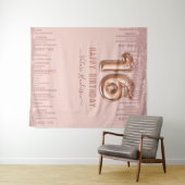 Blush Pink Diamond Drips Fijne 16e verjaardag Wandkleed (In Situ (horizontaal))