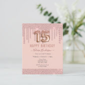 Blush Pink Diamond Drips Happy 15th Birthday (Staand voorkant)