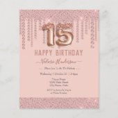 Blush Pink Diamond Drips Happy 15th Birthday (Voorkant)