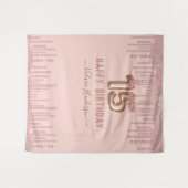 Blush Pink Diamond Drips Happy 15th Birthday Wandkleed (Voorkant (horizontaal))