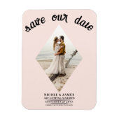 Blush Pink Diamond Foto Bruiloft Save the Date Magneet (Verticaal)