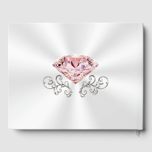 Blush Pink Diamond gepersonaliseerde bruiloft gast Gastenboek (Achterkant)