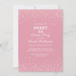 Blush Pink Diamond Glitter Sweet 16 Dance Party Kaart