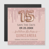 Blush Pink Diamond Quinceanera Save the Date (Voorkant / Achterkant)