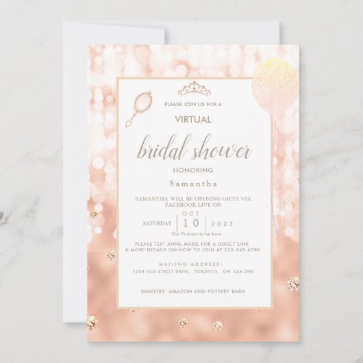 Blush Pink Diamond Roos Gold Script Baby shower Kaart (Achterkant)