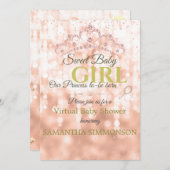 Blush Pink Diamond Roos Gold Script Baby shower Kaart (Voorkant / Achterkant)