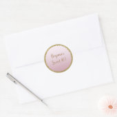 Blush Pink Dipped Gold Glitter Glam Sparkle Party Ronde Sticker (Envelop)