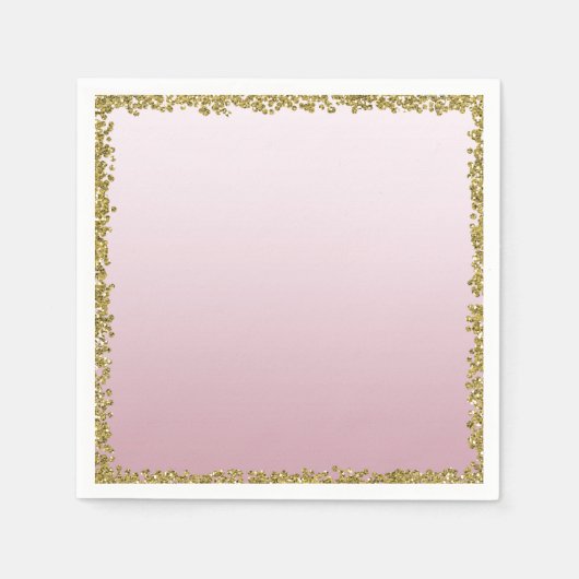 Blush Pink Dipped Gold Glitter Glam Sparkle Party Servet (Voorkant)