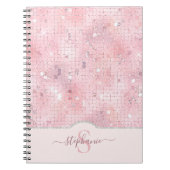 Blush Pink Disco Ball Mosaic Monogram Notitieboek (Voorkant)