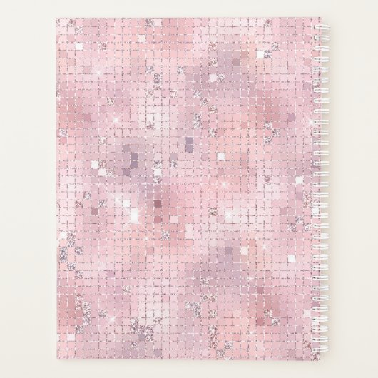 Blush Pink Disco Ball Mosaic Monogram Planner (Achterkant)