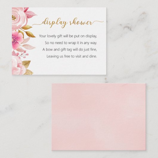 Blush Pink Display Douche Insert Kaart (Voorkant / Achterkant)