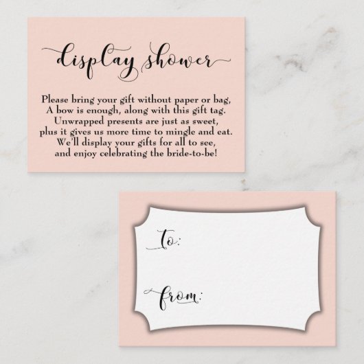 Blush Pink Display Vrijgezellenfeest Cadeaukaart Informatiekaartje (Voorkant / Achterkant)