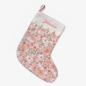Blush Pink Ditsy Floral gepersonaliseerd Kleine Kerstsok (Voorkant (Hangend))