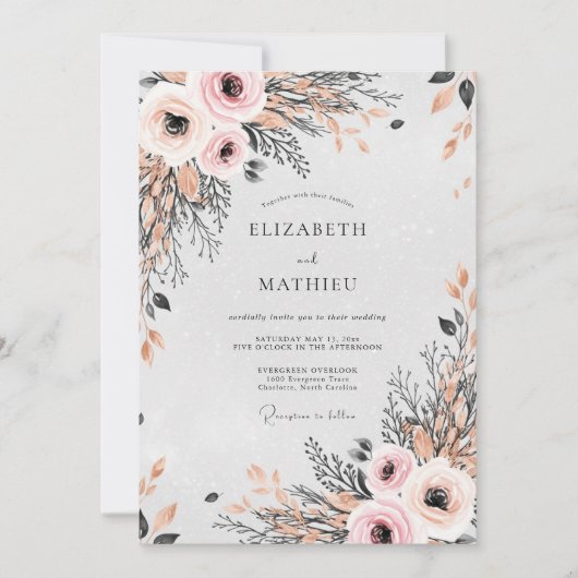 Blush Pink Divine Spring Wedding Kaart (Voorkant)