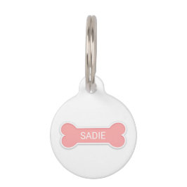 Blush Pink Dog Bone met aangepaste plaatnaam Huisdierpenning