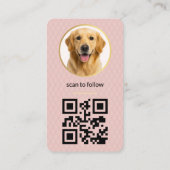 Blush Pink Dog Pet Photo Social Media QR Code Visitekaartje (Achterkant)
