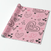 Blush Pink Doodle Hearts Valentijnsdag Cadeaupapier (Uitgerold)