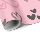 Blush Pink Doodle Hearts Valentijnsdag Cadeaupapier (Rol Hoek)
