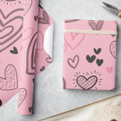 Blush Pink Doodle Hearts Valentijnsdag Cadeaupapier