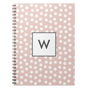 Blush pink dotted monogram notitieboek