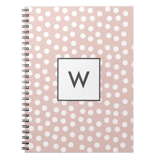 Blush pink dotted monogram notitieboek (Voorkant)