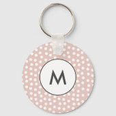 Blush pink dotted monogram sleutelhanger (Voorkant)
