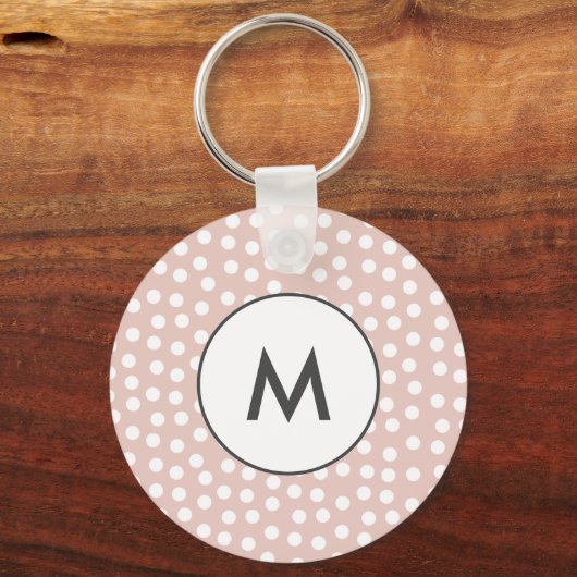 Blush pink dotted monogram sleutelhanger (Voorkant)