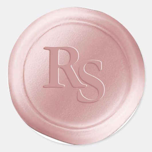 Blush Pink Double Monogram Wedding Wax Seals Ronde Sticker (Voorkant)