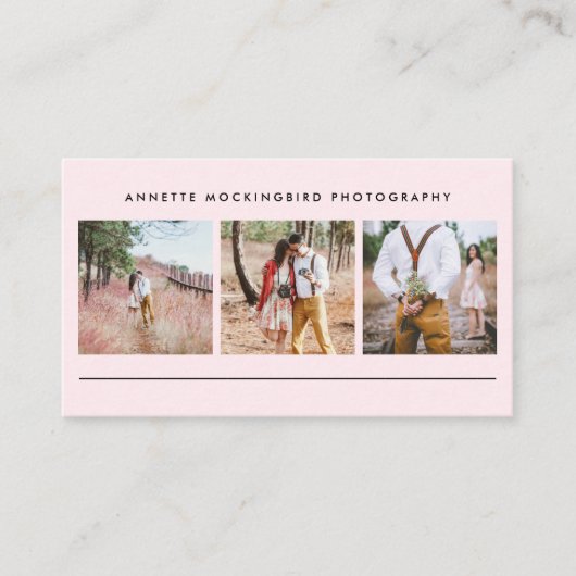 Blush Pink Drie foto | Minimale fotografie Visitekaartje (Voorkant)
