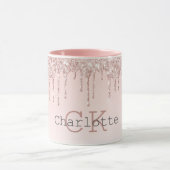 Blush pink drips monogram initialen mok (Midden)