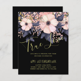 Blush Pink Dusty Blue Black Wedding Floral Budget