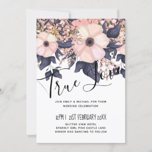 Blush Pink Dusty Blue Black Wedding Floral Budget