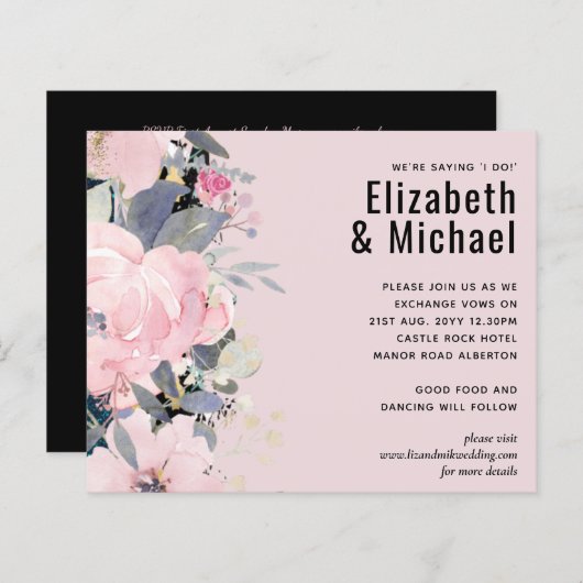 Blush Pink Dusty Blue Floral Wedal Budget (Voorkant / Achterkant)