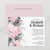 Blush Pink Dusty Blue Floral Wedal Budget (Voorkant / Achterkant)