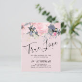 Blush Pink Dusty Blue Floral Wedal Budget (Staand voorkant)