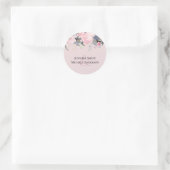 Blush Pink Dusty Blue Floral Wedal Budget Ronde Sticker (Tas)