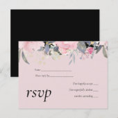 Blush Pink Dusty Blue Floral Wedal Budget Uitnodiging Briefkaart (Voorkant / Achterkant)