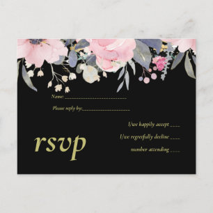 Blush Pink Dusty Blue Floral Wedal Budget Uitnodiging Briefkaart