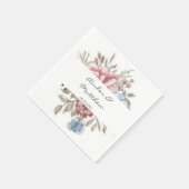 Blush Pink Dusty Blue Waterverf Peony Wedding Servet (Hoek)