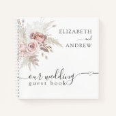 Blush Pink Dusty Roos Floral Wedding Gastenboek Notitieboek (Voorkant)